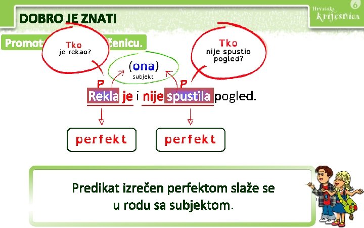 DOBRO JE ZNATI Promotri sljedeću rečenicu. P P Rekla je i nije spustila pogled.