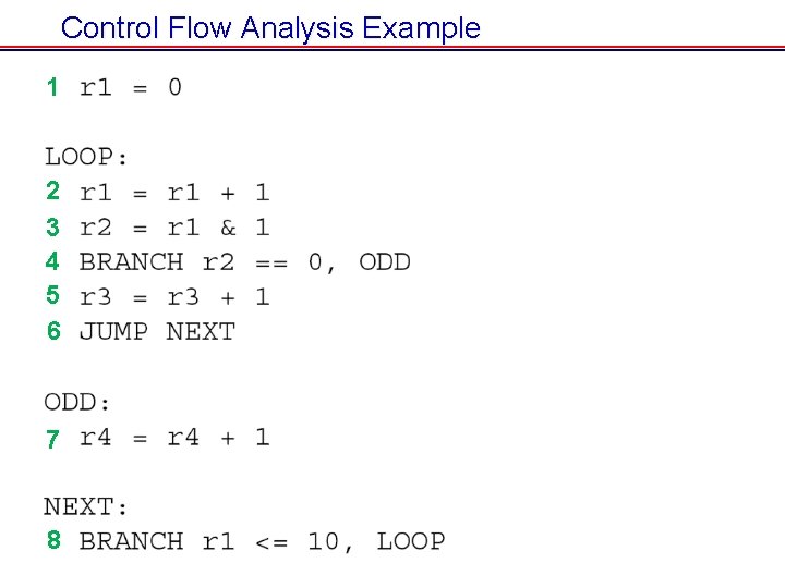 Control Flow Analysis Example 1 2 3 4 5 6 7 8 Control Flow Analysis Example 1 2 3 4 5 6 7 8