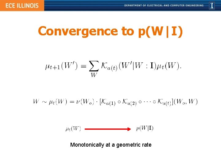 Convergence to p(W|I) Monotonically at a geometric rate 