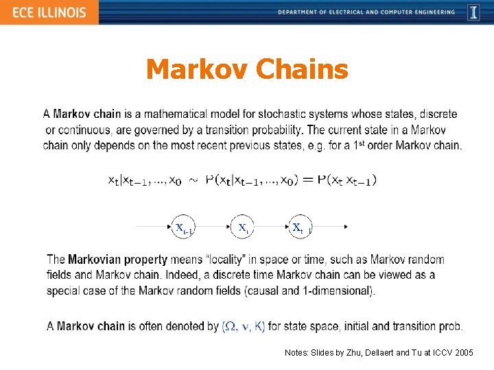 Markov Chains Notes: Slides by Zhu, Dellaert and Tu at ICCV 2005 