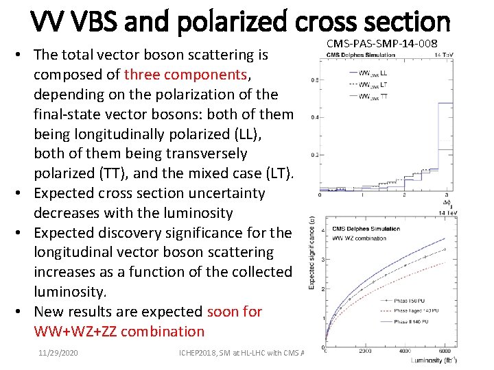 VV VBS and polarized cross section • The total vector boson scattering is composed