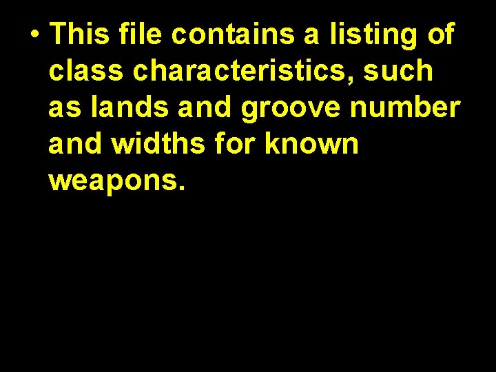  • This file contains a listing of class characteristics, such as lands and