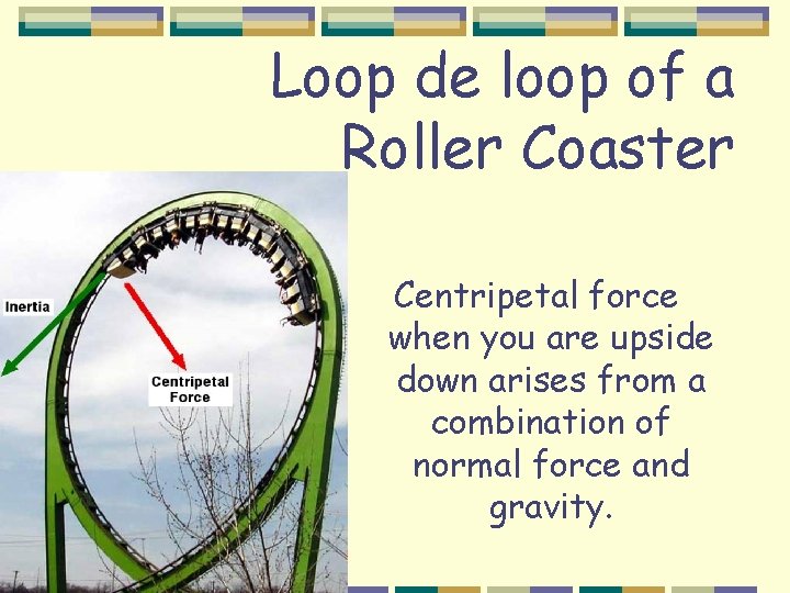 Loop de loop of a Roller Coaster Centripetal force when you are upside down