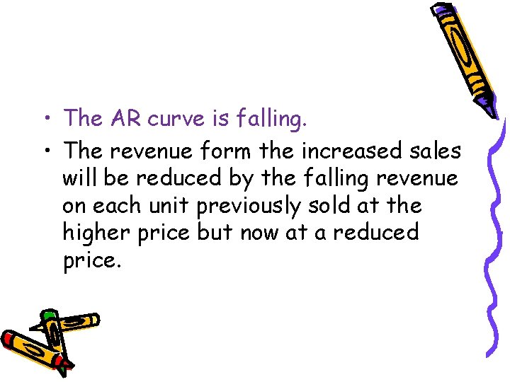  • The AR curve is falling. • The revenue form the increased sales