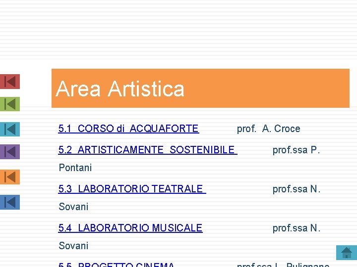 Area Artistica 5. 1 CORSO di ACQUAFORTE 5. 2 ARTISTICAMENTE SOSTENIBILE prof. A. Croce