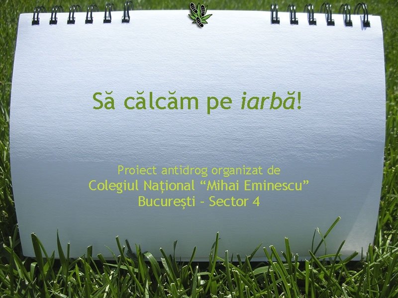 Să călcăm pe iarbă! Proiect antidrog organizat de Colegiul Naţional “Mihai Eminescu” Bucureşti –