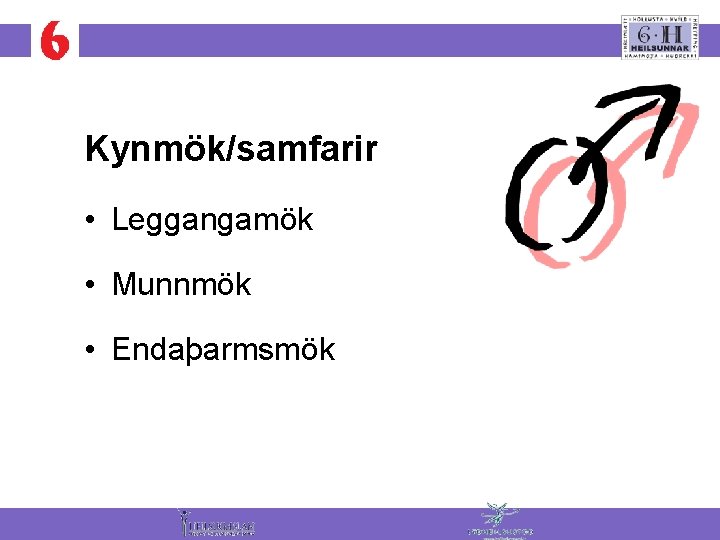 Kynmök/samfarir • Leggangamök • Munnmök • Endaþarmsmök 