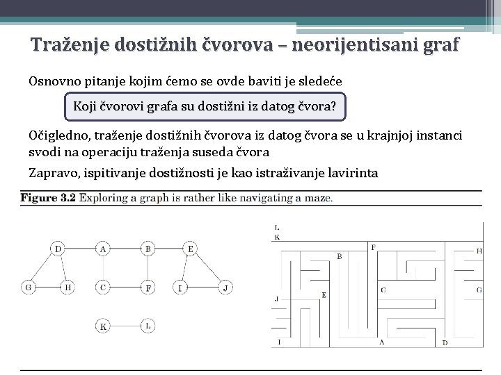 Traženje dostižnih čvorova – neorijentisani graf Osnovno pitanje kojim ćemo se ovde baviti je