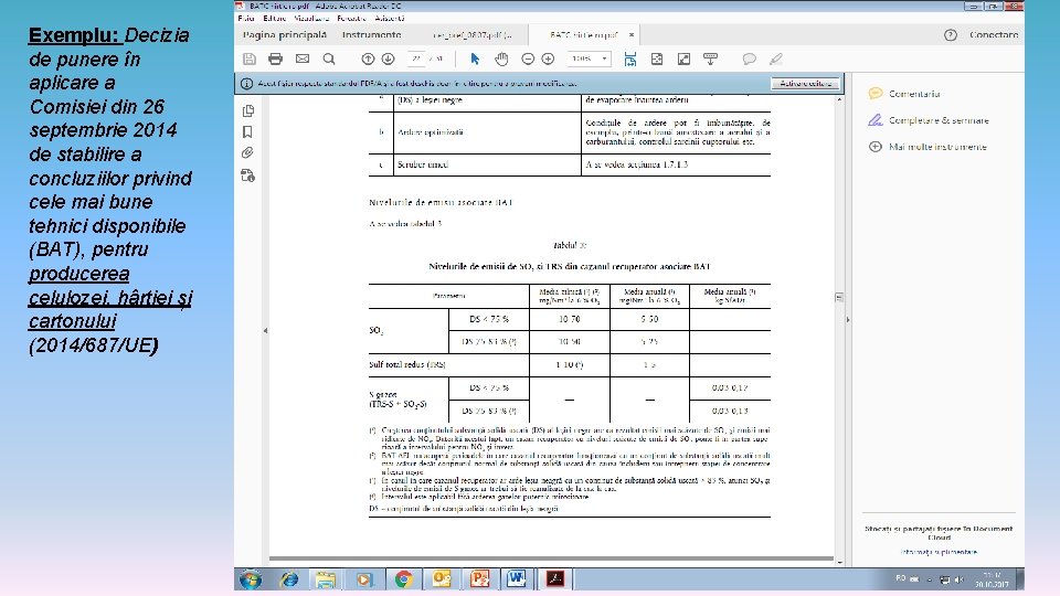 Exemplu: Decizia de punere în aplicare a Comisiei din 26 septembrie 2014 de stabilire