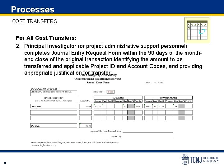 Processes COST TRANSFERS For All Cost Transfers: 2. Principal Investigator (or project administrative support