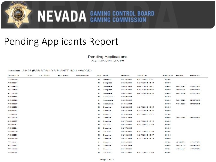 Pending Applicants Report 