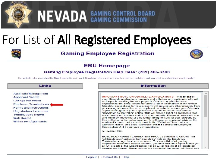 For List of All Registered Employees 