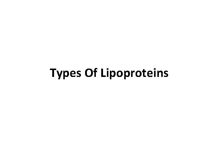 Types Of Lipoproteins 