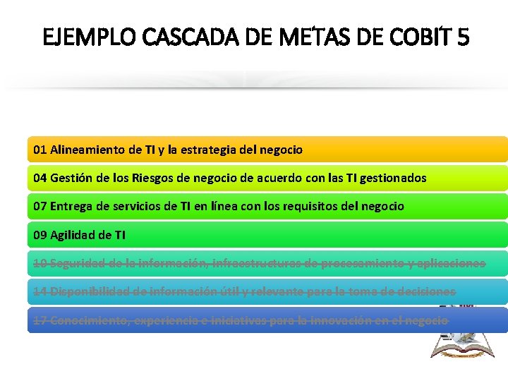 EJEMPLO CASCADA DE METAS DE COBIT 5 01 Alineamiento de TI y la estrategia