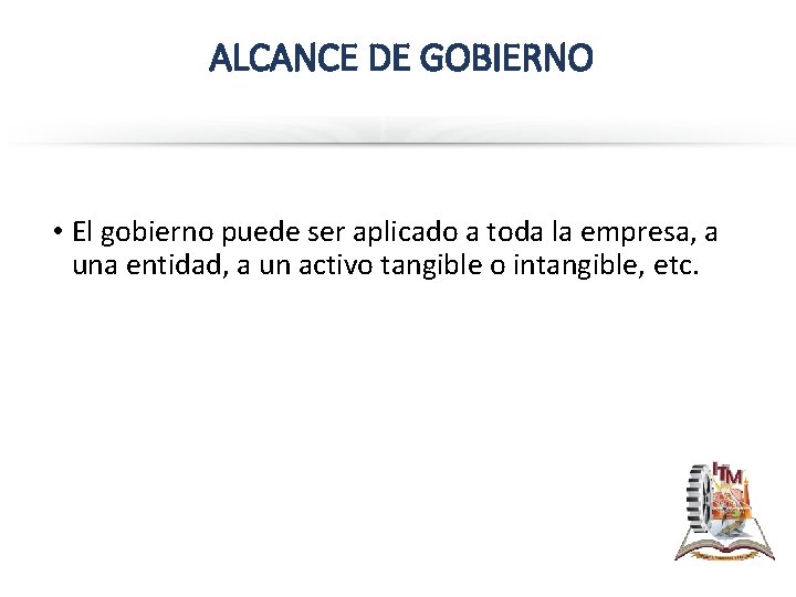 ALCANCE DE GOBIERNO • El gobierno puede ser aplicado a toda la empresa, a