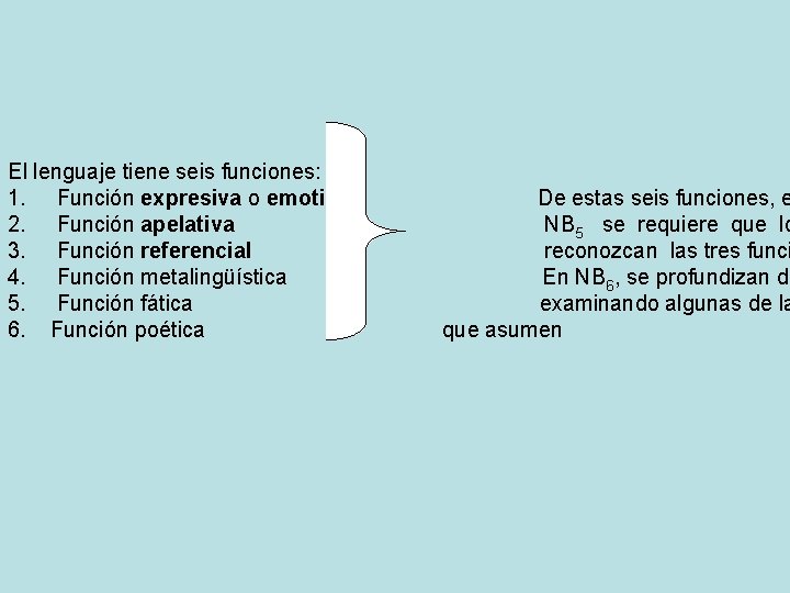 El lenguaje tiene seis funciones: 1. Función expresiva o emotiva De estas seis funciones,