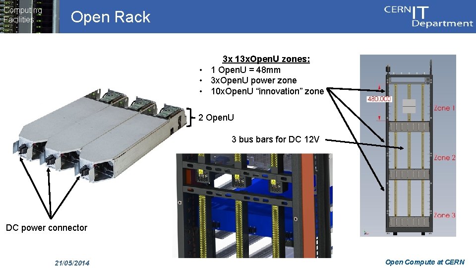 Computing Facilities Open Rack 3 x 13 x. Open. U zones: • 1 Open.