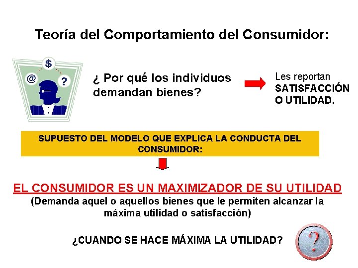 Teoría del Comportamiento del Consumidor: ¿ Por qué los individuos demandan bienes? Les reportan