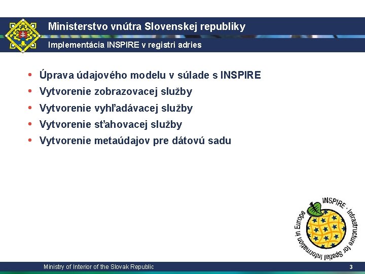 Ministerstvo vnútra Slovenskej republiky Implementácia INSPIRE v registri adries • • • Úprava údajového