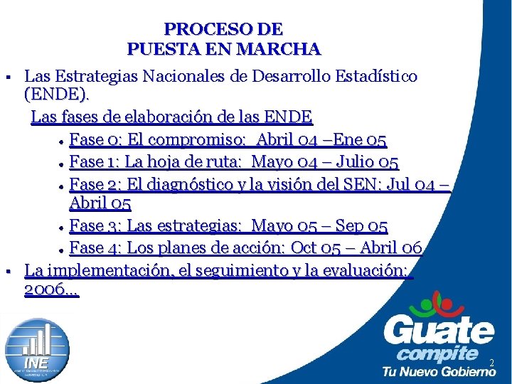 PROCESO DE PROCESO METODOLOGICO PUESTA EN MARCHA § § Las Estrategias Nacionales de Desarrollo