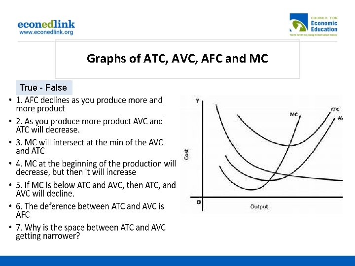 Graphs of ATC, AVC, AFC and MC True - False 