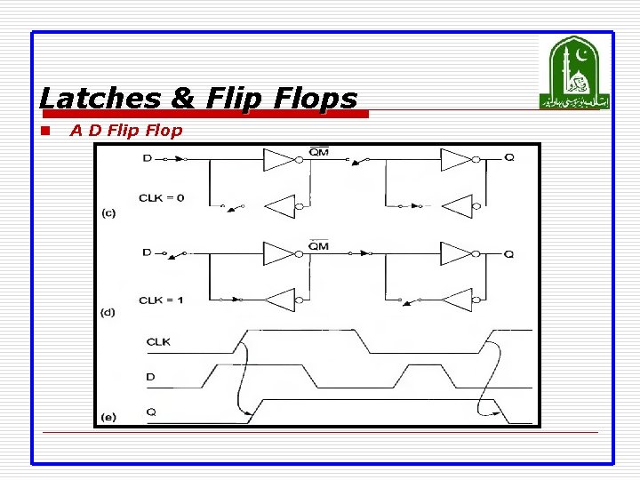 Latches & Flip Flops n A D Flip Flop 