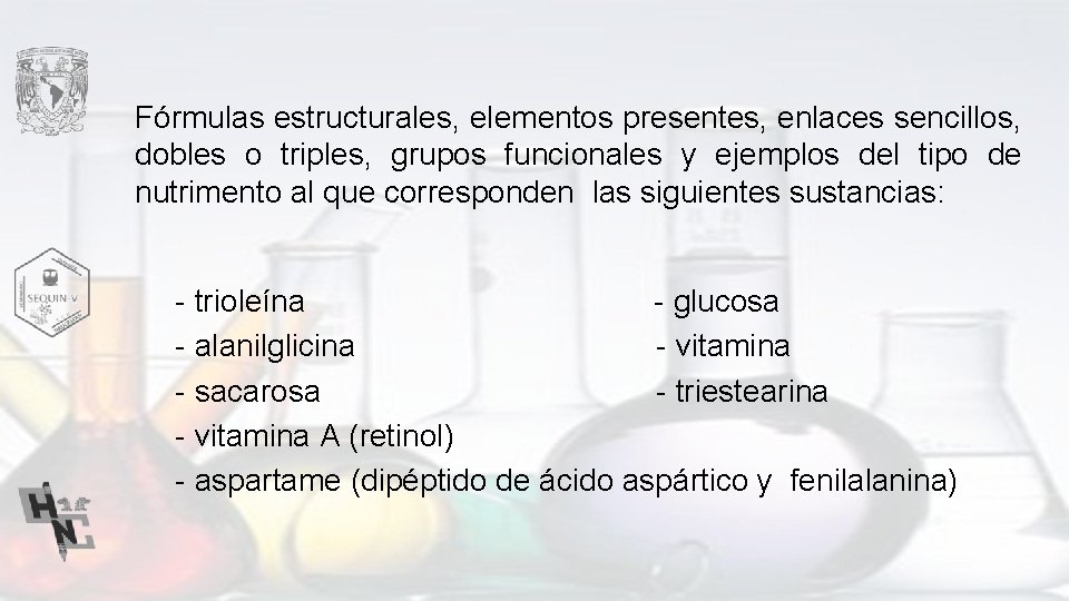 Fórmulas estructurales, elementos presentes, enlaces sencillos, dobles o triples, grupos funcionales y ejemplos del