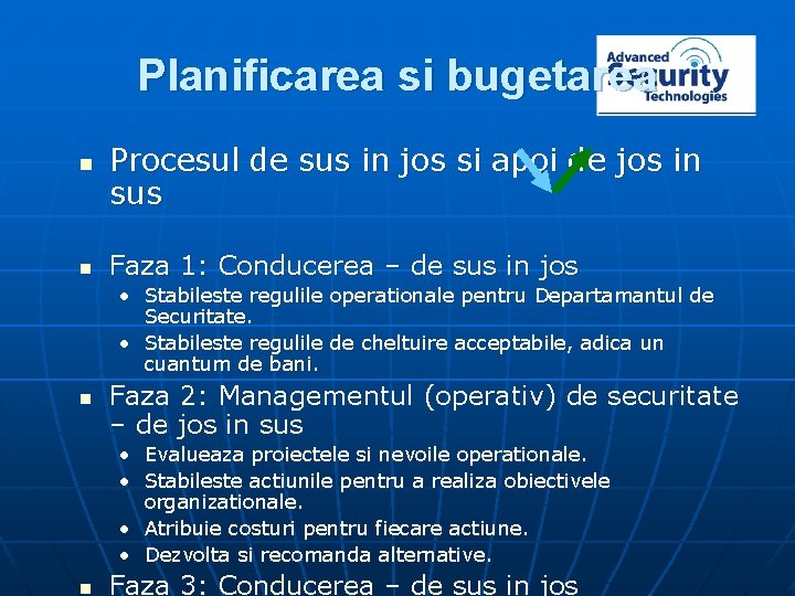 Planificarea si bugetarea n n Procesul de sus in jos si apoi de jos