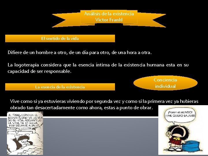 Análisis de la existencia Victor Frankl El sentido de la vida Difiere de un