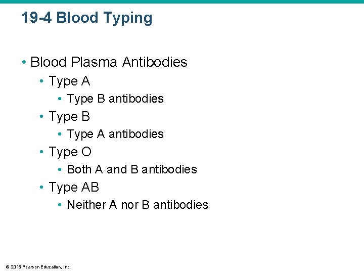 19 -4 Blood Typing • Blood Plasma Antibodies • Type A • Type B