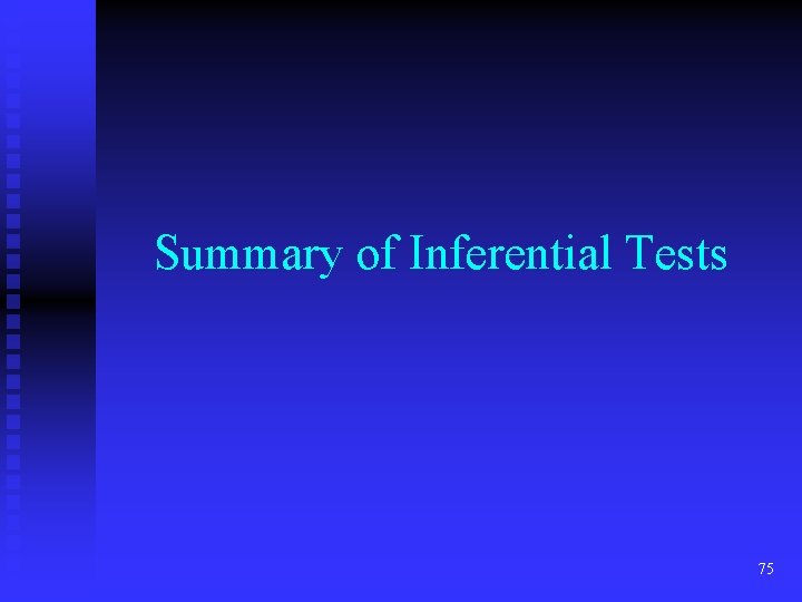 Summary of Inferential Tests 75 Summary of Inferential Tests 75