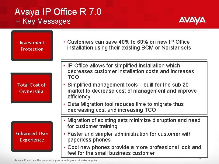 Avaya IP Office R 7. 0 – Key Messages Investment Protection • Customers can