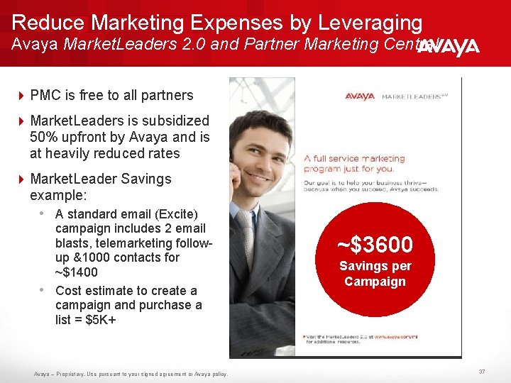 Reduce Marketing Expenses by Leveraging Avaya Market. Leaders 2. 0 and Partner Marketing Central