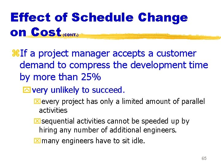 Effect of Schedule Change on Cost (CONT. ) z. If a project manager accepts