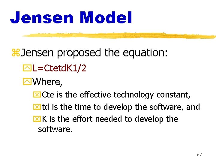 Jensen Model z. Jensen proposed the equation: y. L=Ctetd. K 1/2 y. Where, x.