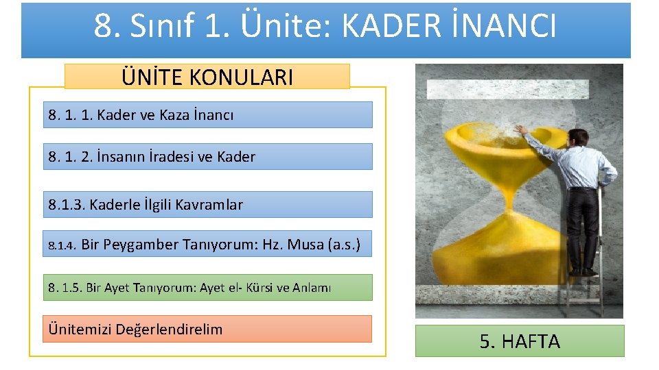 8. Sınıf 1. Ünite: KADER İNANCI ÜNİTE KONULARI 8. 1. 1. Kader ve Kaza