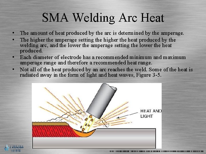 SMA Welding Arc Heat • • The amount of heat produced by the arc