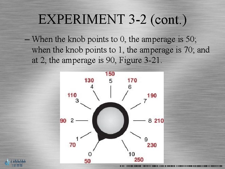 EXPERIMENT 3 -2 (cont. ) – When the knob points to 0, the amperage
