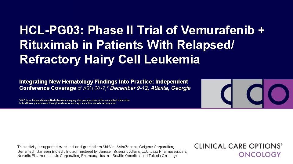 HCL-PG 03: Phase II Trial of Vemurafenib + Rituximab in Patients With Relapsed/ Refractory