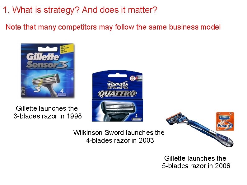 1. What is strategy? And does it matter? Note that many competitors may follow