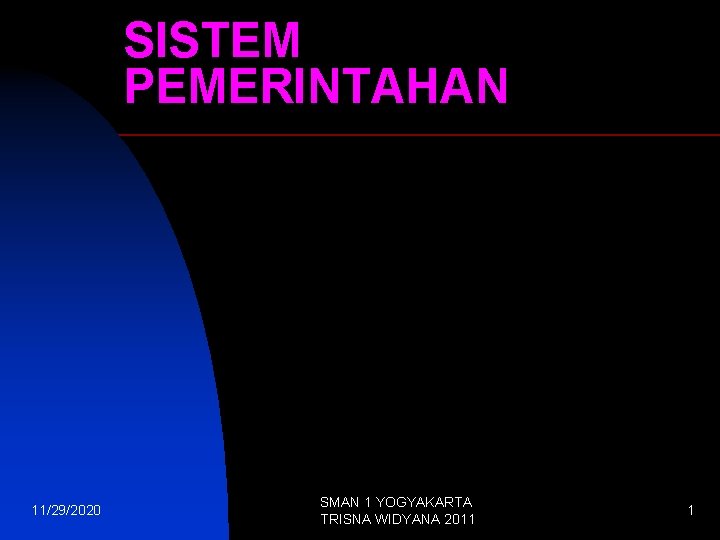 SISTEM PEMERINTAHAN 11/29/2020 SMAN 1 YOGYAKARTA TRISNA WIDYANA 2011 1 