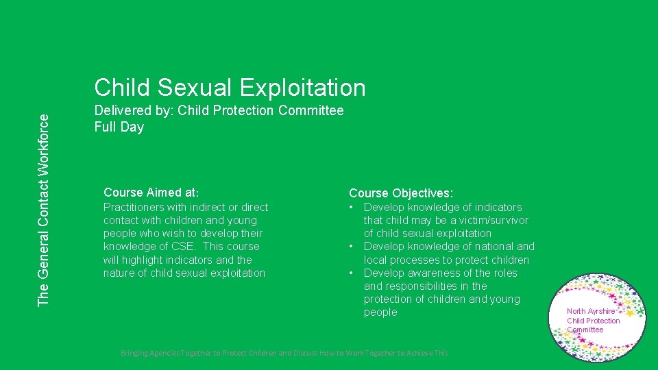 The General Contact Workforce Child Sexual Exploitation Delivered by: Child Protection Committee Full Day