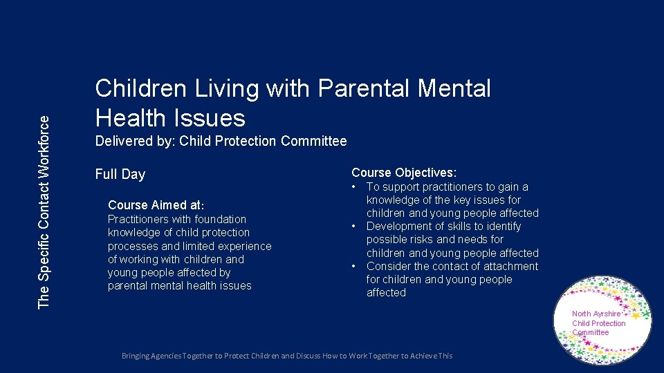 The Specific Contact Workforce Children Living with Parental Mental Health Issues Delivered by: Child