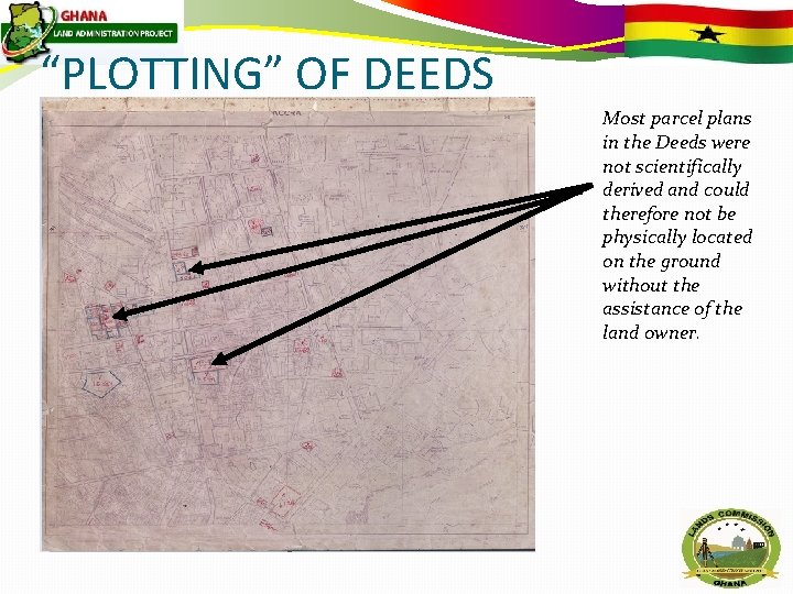 “PLOTTING” OF DEEDS Most parcel plans in the Deeds were not scientifically derived and