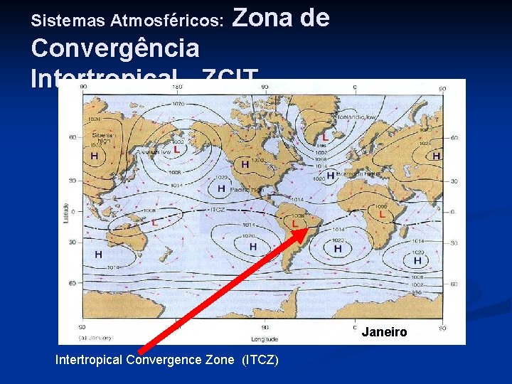 Sistemas Atmosféricos: Zona de Convergência Intertropical - ZCIT Janeiro Intertropical Convergence Zone (ITCZ) 