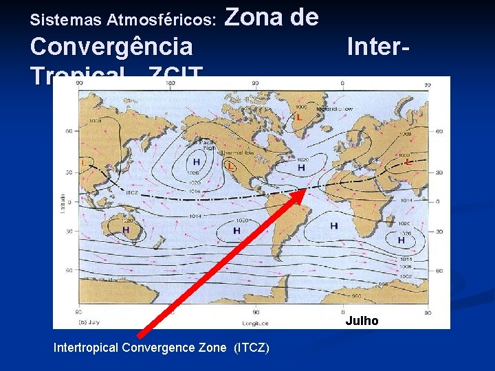Sistemas Atmosféricos: Zona de Convergência Tropical - ZCIT Inter- Julho Intertropical Convergence Zone (ITCZ)