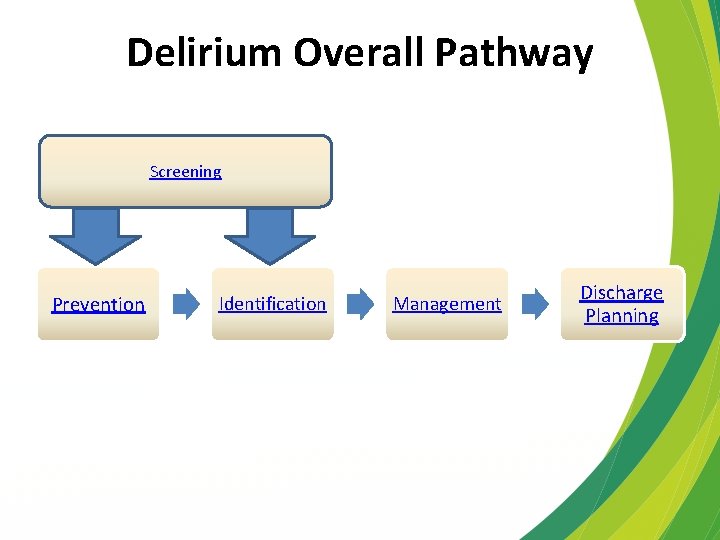 Delirium Overall Pathway Screening Prevention Identification Management Discharge Planning 
