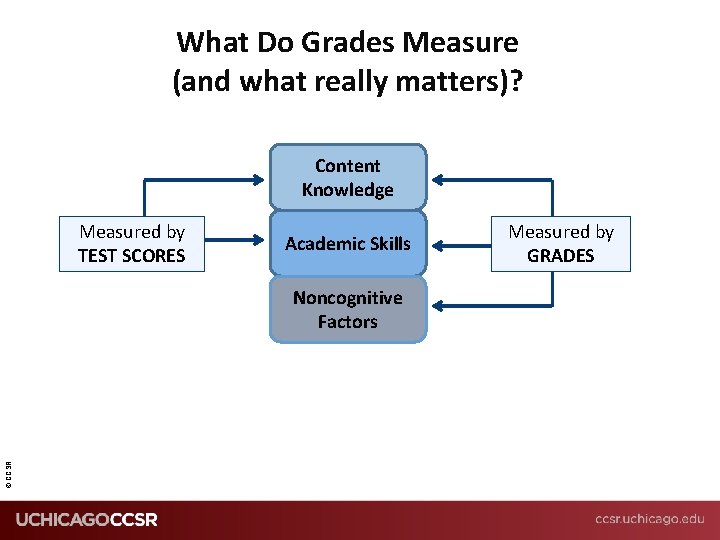 What Do Grades Measure (and what really matters)? Content Knowledge Measured by TEST SCORES