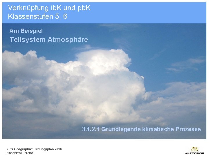 Verknüpfung ib. K und pb. K Klassenstufen 5, 6 Am Beispiel Teilsystem Atmosphäre 3.