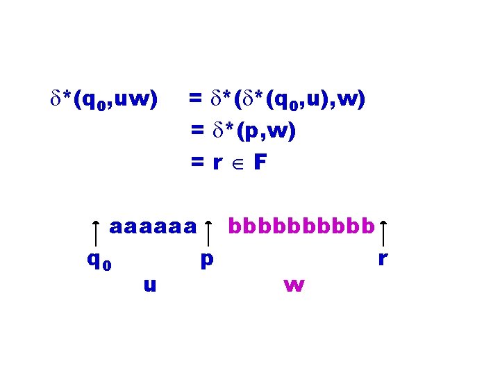  *(q 0, uw) = *( *(q 0, u), w) = *(p, w) =r